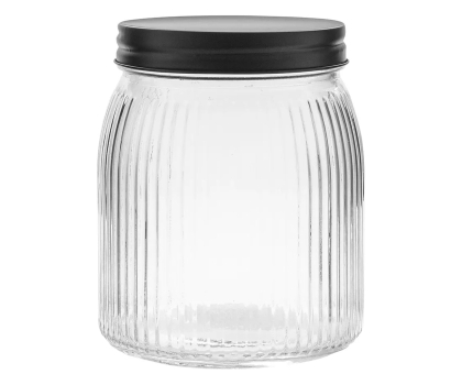 Pojemnik i worek próżniowy Altom Pojemnik szklany relief z pokrywą 950 ml czarny